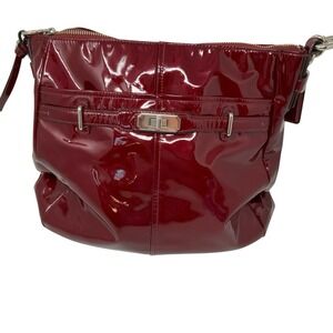 Coach Chelsea Ashlyn Hobo Shoulder Bag Purse Wine Red Patent Leather F17861